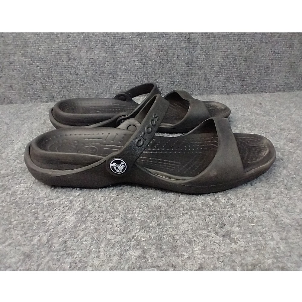 Crocs Cleo Sandal Women Size 8 Black Dual Strap Comfort Slide